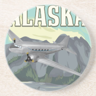 Alaska Vintage Reiseplakat Sandstein Untersetzer