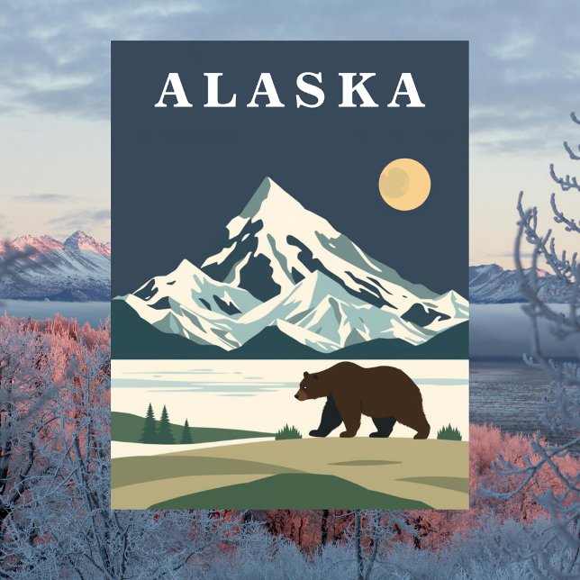 Alaska Vintage Travel Grizzly Bear Postkarte (Alaska Vintage Travel Grizzly Bear Postcard
)