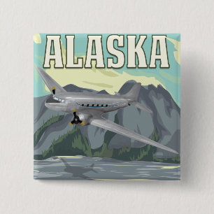Alaska Vintage Travel Poster Button