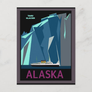Alaska Vintage Travel Poster Taku Glacier Postkarte