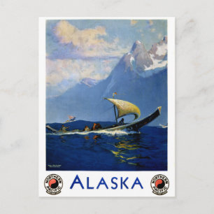 Alaska Vintage Travel Poster Zurück Postkarte