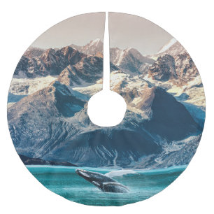 Alaska Walbeobachtung: Bootsausflug. Polyester Weihnachtsbaumdecke