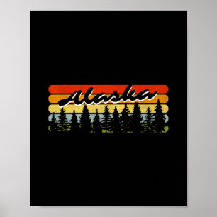 Alaska Wald Sonnenuntergang Bäume Hütte Thema Urla Poster