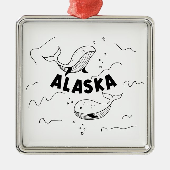 Alaska-Wale Ornament Aus Metall (Vorne)