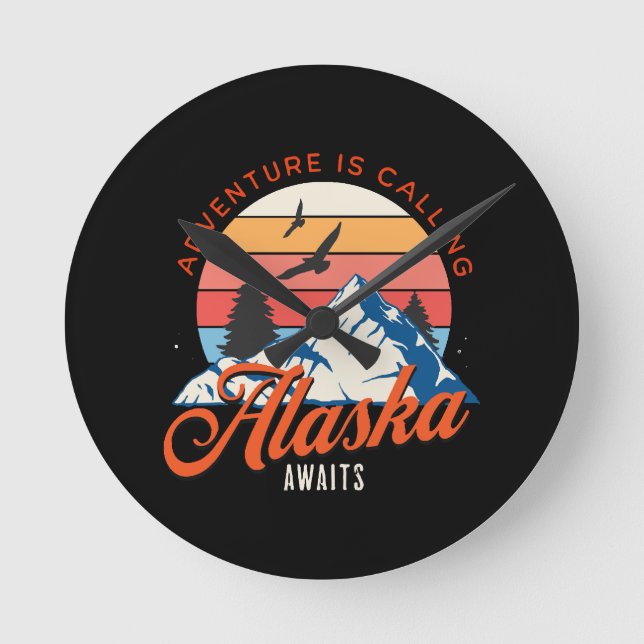Alaska wartet! runde wanduhr (Vorderseite)