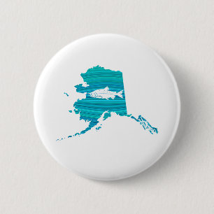 Alaska Wave Lachs Fischen Button