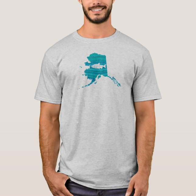 Alaska Wave Lachs Fischen T-Shirt (Vorderseite)