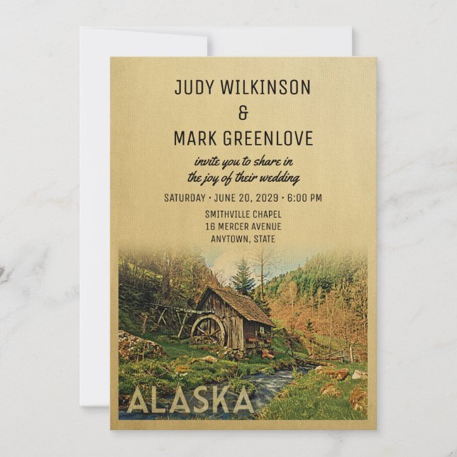 Alaska Wedding Einladung Rustikale Kabine Mill Woo (Vorderseite)