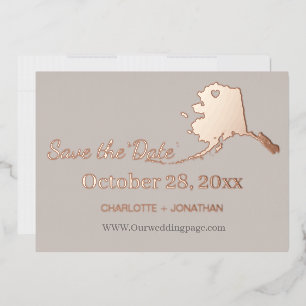 Alaska Wedding Save the Date Rose Gold Folieneinladung