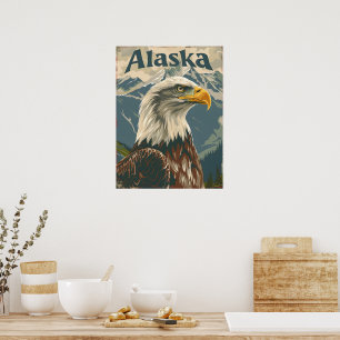 Alaska-Weißkopfseeadler Vintage Poster