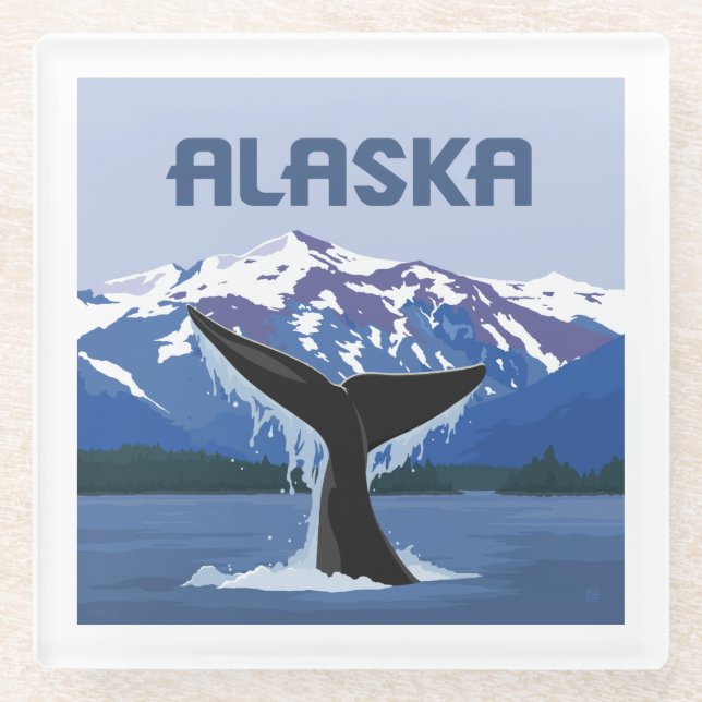 Alaska | Whale Tale Glasuntersetzer (Vorderseite)