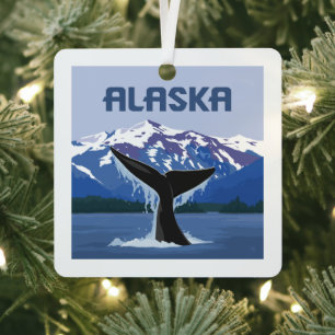 Alaska   Whale Tale Ornament Aus Metall