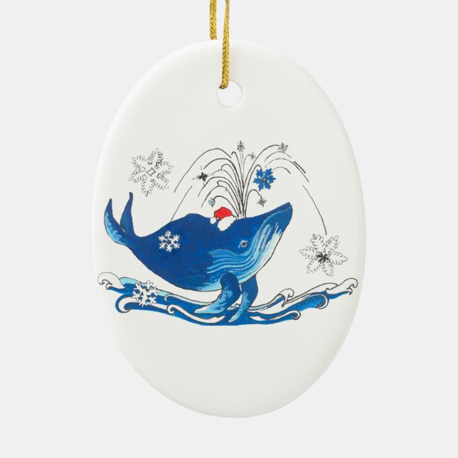 Alaska Whimsical Christmas Wildlife Oval Keramik Ornament (Hinten)