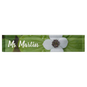 Alaska White Dogwood Blume Lehrer Namensplakette