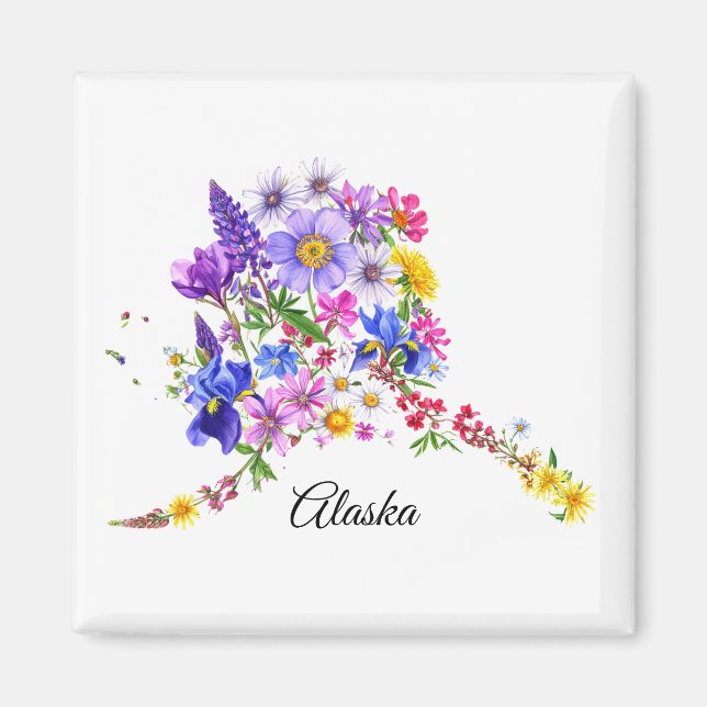 Alaska Wildblumen Magnet (Vorne)