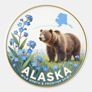 Alaska-Wildnis-Arktis-Symbole ❄️ Runder Aufkleber