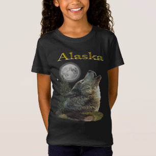 Alaska Wolf und Mond T-Shirt