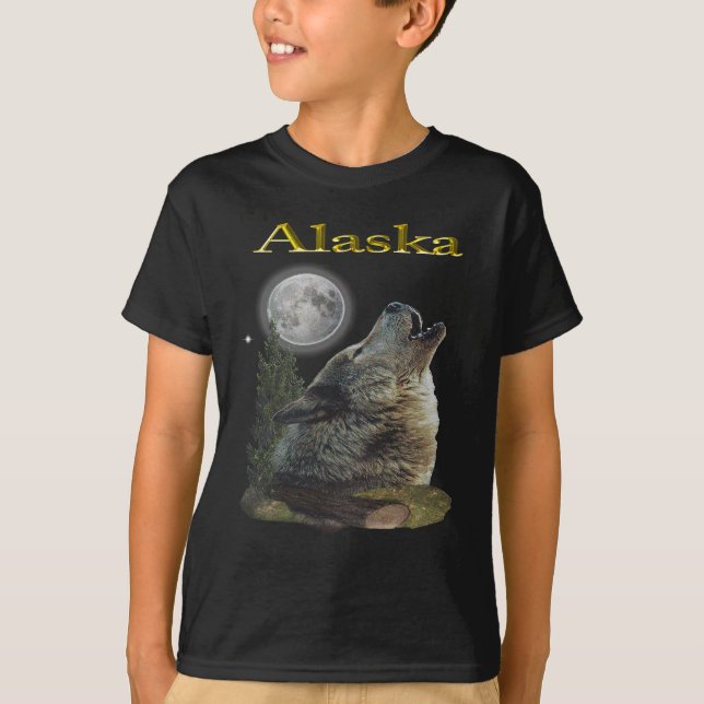Alaska Wolf und Mond T-Shirt (Vorderseite)