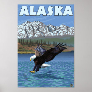 AlaskaBald Adler-Vintages Reise-Plakat Poster