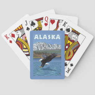 AlaskaBald Adler-Vintages Reise-Plakat Spielkarten
