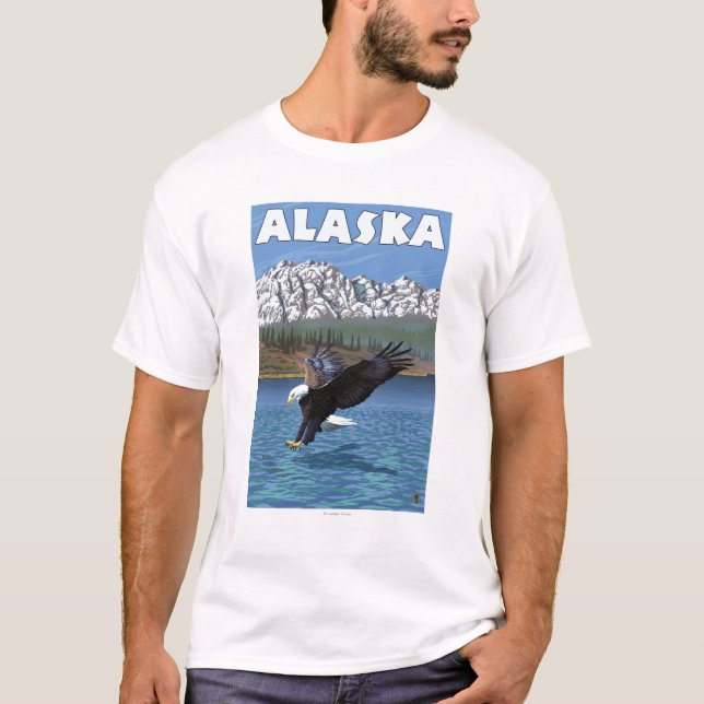 AlaskaBald Adler-Vintages Reise-Plakat T-Shirt (Vorderseite)