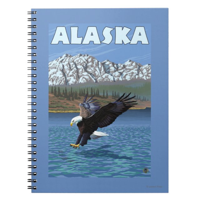AlaskaBald Eagle Vintage Travel Poster Notizblock (Vorderseite)