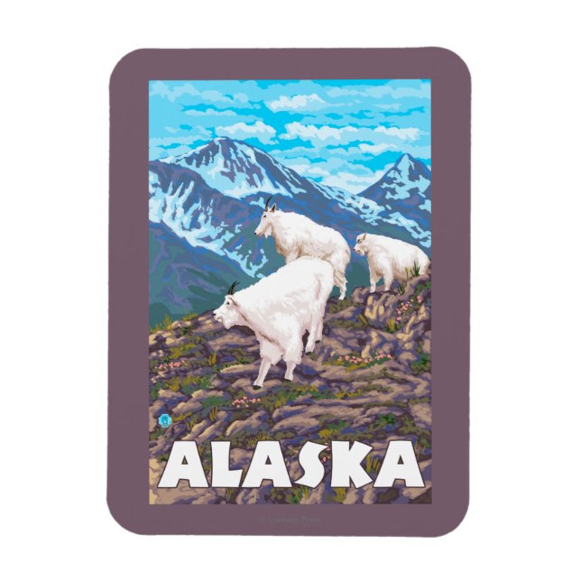 AlaskaBergziegen Vintage Travel Poster Magnet (Vertikal)