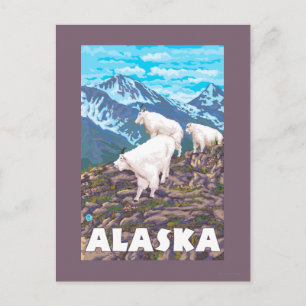 AlaskaBergziegen Vintage Travel Poster Postkarte