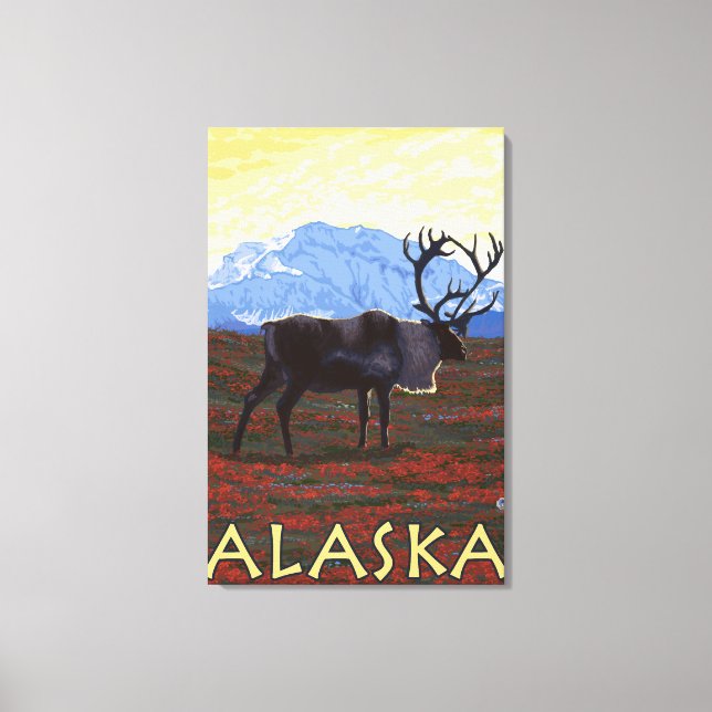 AlaskaCaribbean Vintage Travel Poster Leinwanddruck (Vorderseite)