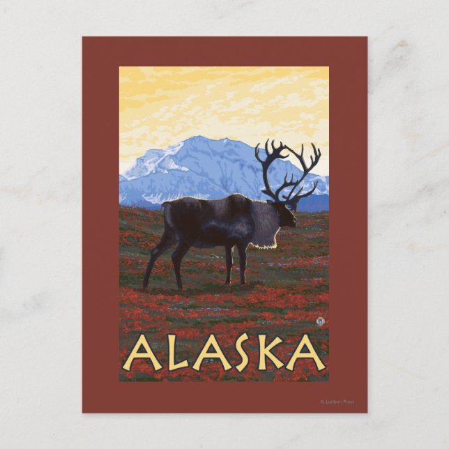 AlaskaCaribbean Vintage Travel Poster Postkarte (Vorderseite)