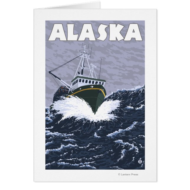 AlaskaCrab Boat Vintage Travel Poster (Vorne)