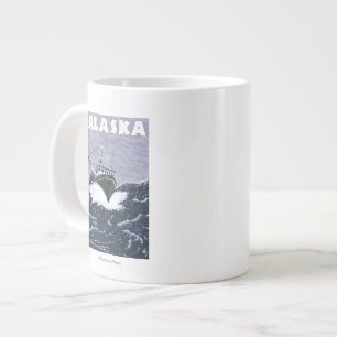 AlaskaCrab Boat Vintage Travel Poster Jumbo-Tasse