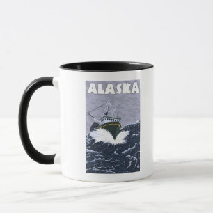 AlaskaCrab Boat Vintage Travel Poster Tasse