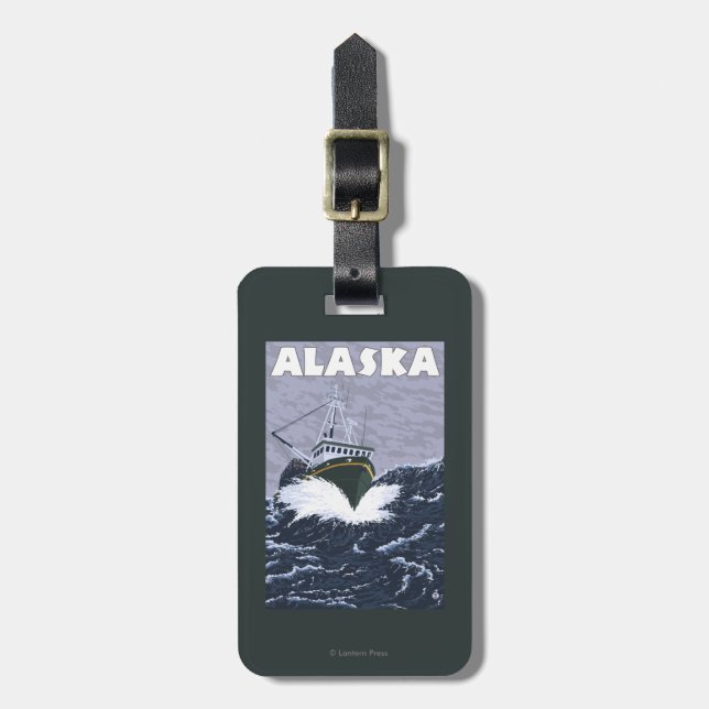 AlaskaCrab Boots-Vintages Reise-Plakat Gepäckanhänger (Vorderseite vertikal)