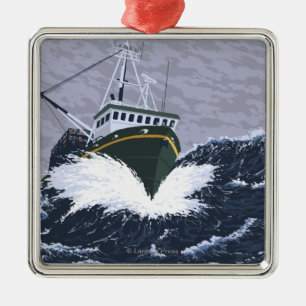 AlaskaCrab Boots-Vintages Reise-Plakat Ornament Aus Metall