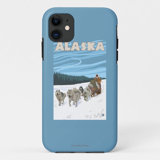 AlaskaDogsledding Vintage Travel Poster Case-Mate iPhone Hülle (Rückseite)