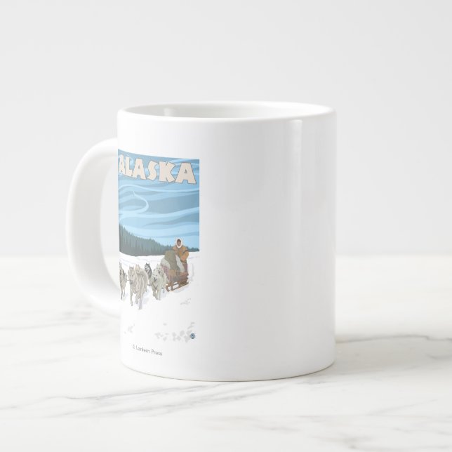 AlaskaDogsledding Vintage Travel Poster Jumbo-Tasse (Vorderseite Links)