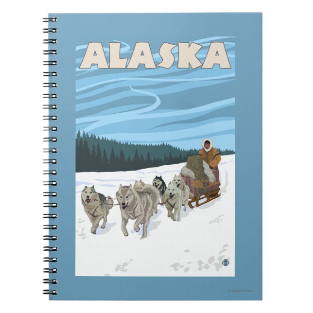 AlaskaDogsledding Vintage Travel Poster Notizblock (Vorderseite)