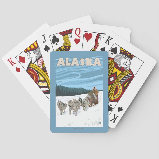 AlaskaDogsledding Vintages Reise-Plakat Spielkarten (Rückseite)