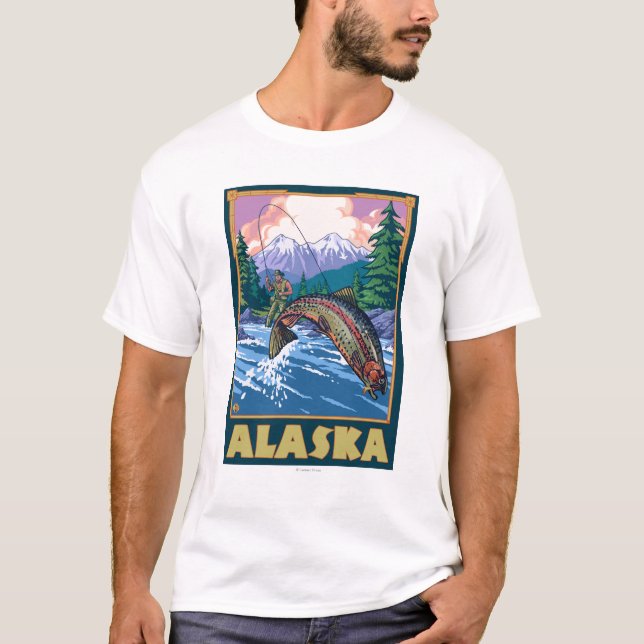 AlaskaFly Fischen-Szene T-Shirt (Vorderseite)