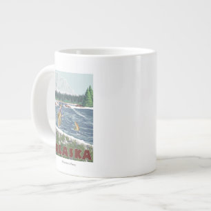 AlaskaFly Fisherman Vintage Travel Poster Jumbo-Tasse