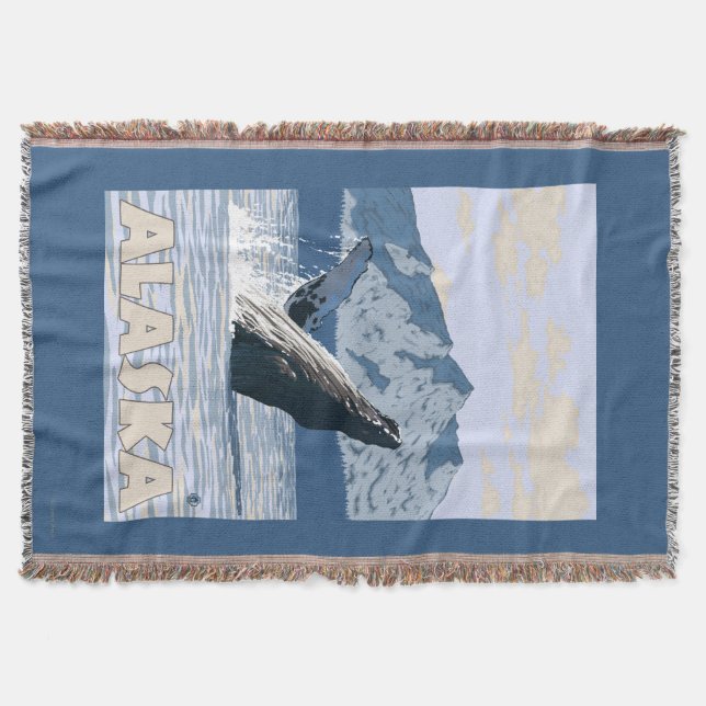 AlaskaHumpback Wal-Vintages Reise-Plakat Decke (Vorderseite)