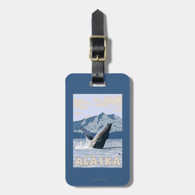 AlaskaHumpback Wal-Vintages Reise-Plakat Gepäckanhänger (Vorderseite vertikal)