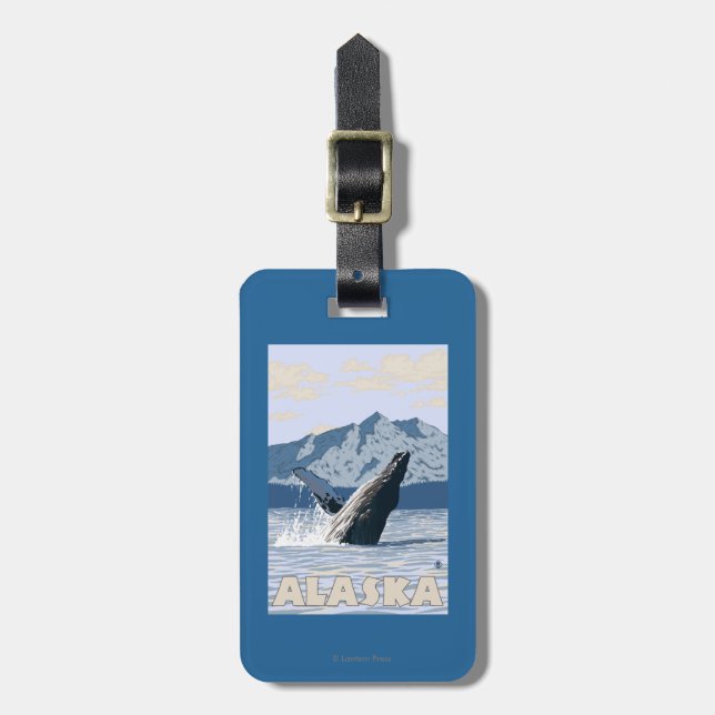 AlaskaHumpback Wal-Vintages Reise-Plakat Gepäckanhänger (Vorderseite vertikal)