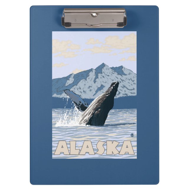 AlaskaHumpback Wal-Vintages Reise-Plakat Klemmbrett (Vorderseite)