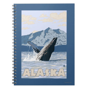 AlaskaHumpback Wal-Vintages Reise-Plakat Notizblock