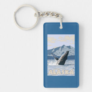 AlaskaHumpback Wal-Vintages Reise-Plakat Schlüsselanhänger