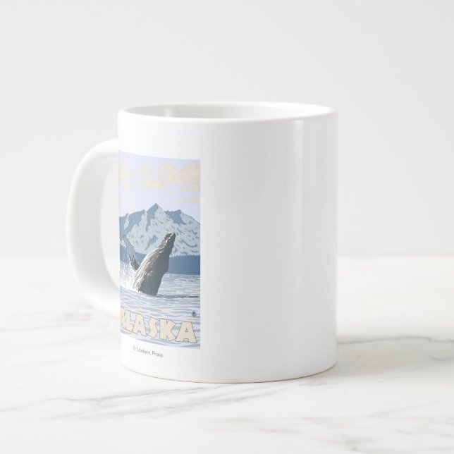 AlaskaHumpback Whale Vintage Reiseplan Jumbo-Tasse (Vorderseite Links)