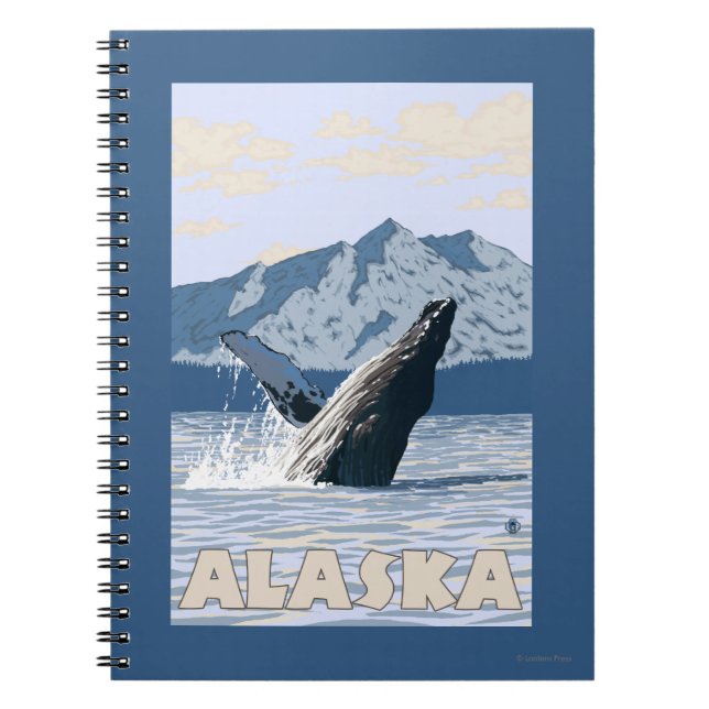 AlaskaHumpback Whale Vintage Travel Poster Notizblock (Vorderseite)