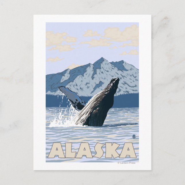 AlaskaHumpback Whale Vintage Travel Poster Postkarte (Vorderseite)